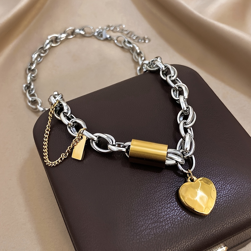 2pcs Romantic Heart Pendant Bangle and Necklace Set