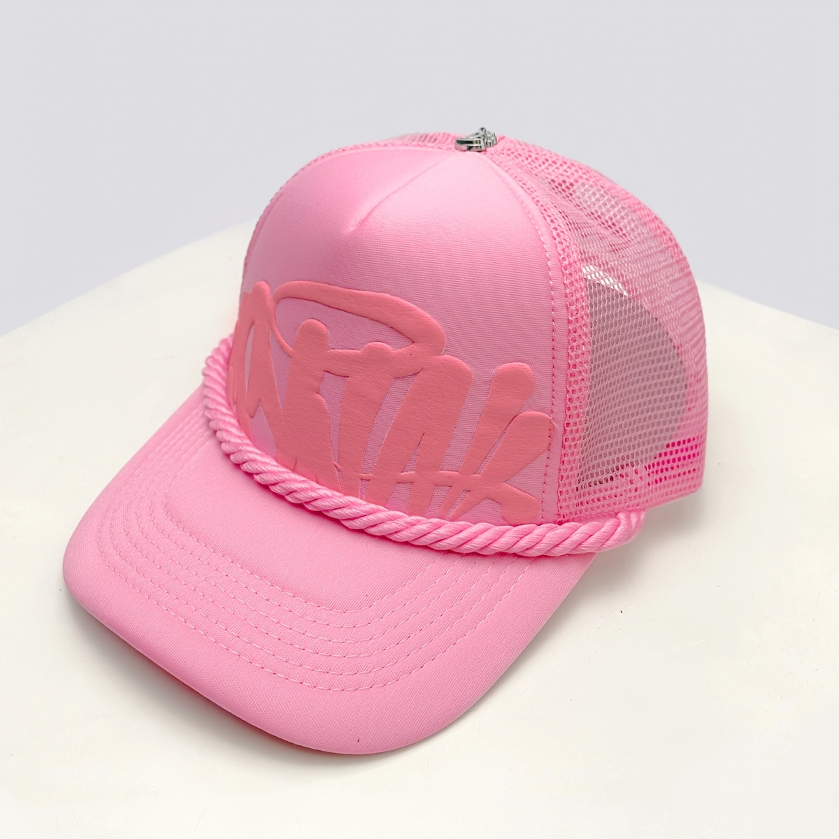 TEMU Casquette Trucker Réglable en Demi- avec Visière Brodée, Compatible avec le Streetwear Hip-Hop, Casquette de Baseball Respirante pour