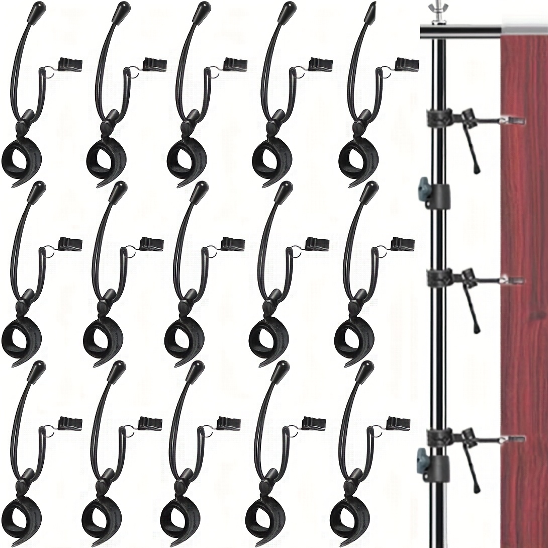 Image of 15pcs Photography Clamp Set, Metal Spring Clips With Retractable Elastic Rope For Studio Photography, Fine Mesh Backdrop, Background Stand, Stainless Steel