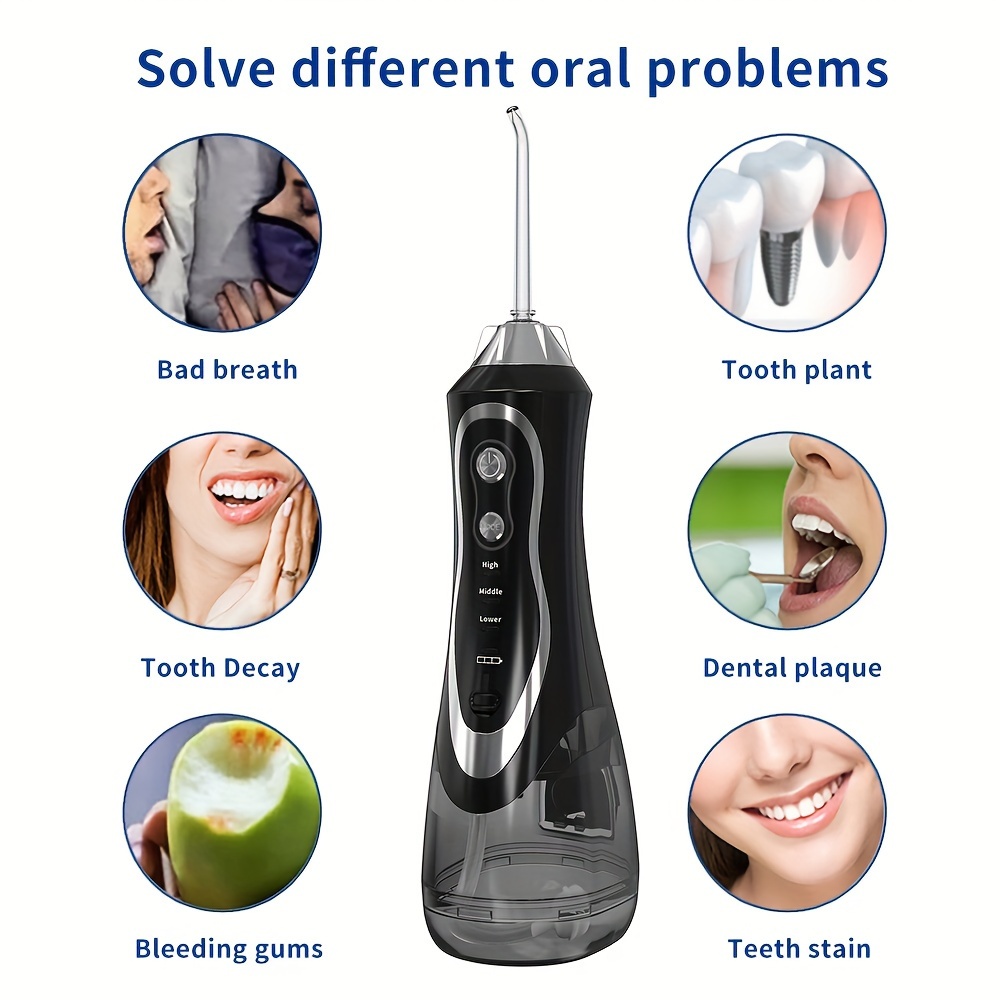 Water Flosser Tooth Picker - 3 Modes Of Dental Oral Irrigator, Portable & Rechargeable Personal Orthodontic Supply Water Tooth Cleaner Choose For Home Travel details 2