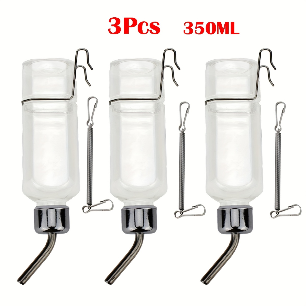 TEMU 2pcs/3pcs Optional 180ml/350ml Stainless Steel Ball-type Hanging Automatic Water Dispenser For Hamsters And Rabbits
