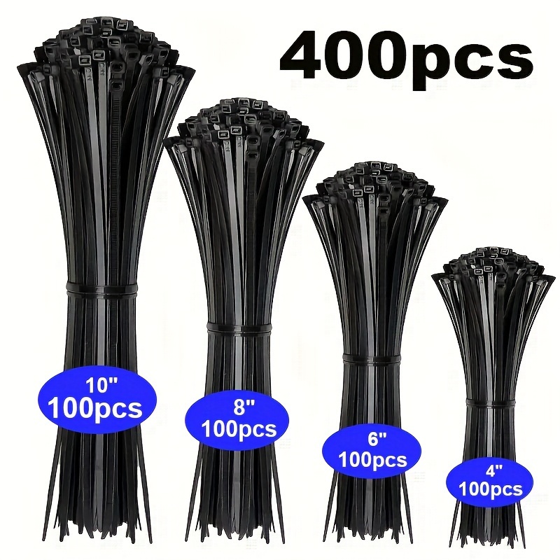 

400pcs Nylon Zip Ties - Heavy-duty Self-locking Cable Ties, High Strength, Cold Resistant, Wear-resistant For Industrial, Home, Garden, Office Use - Black