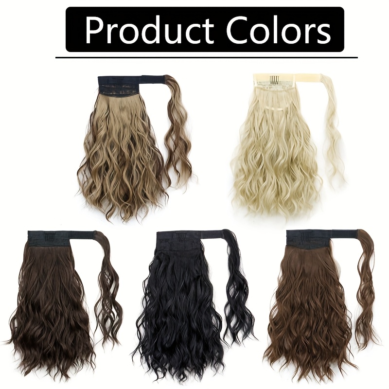 synthetic ponytail extension for women curly wave style high temperature   around   design elegant long braid look versatile easy to   natural look for   details 4