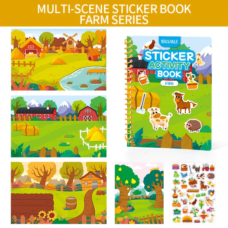 Image of Children Reusable Jelly Sticker Book, Multi-scene Stickers, Cartoon Sticker Activity Books, Portable Quiet Busy Paste A Book, Kids Jelly Sticker Toy Gifts