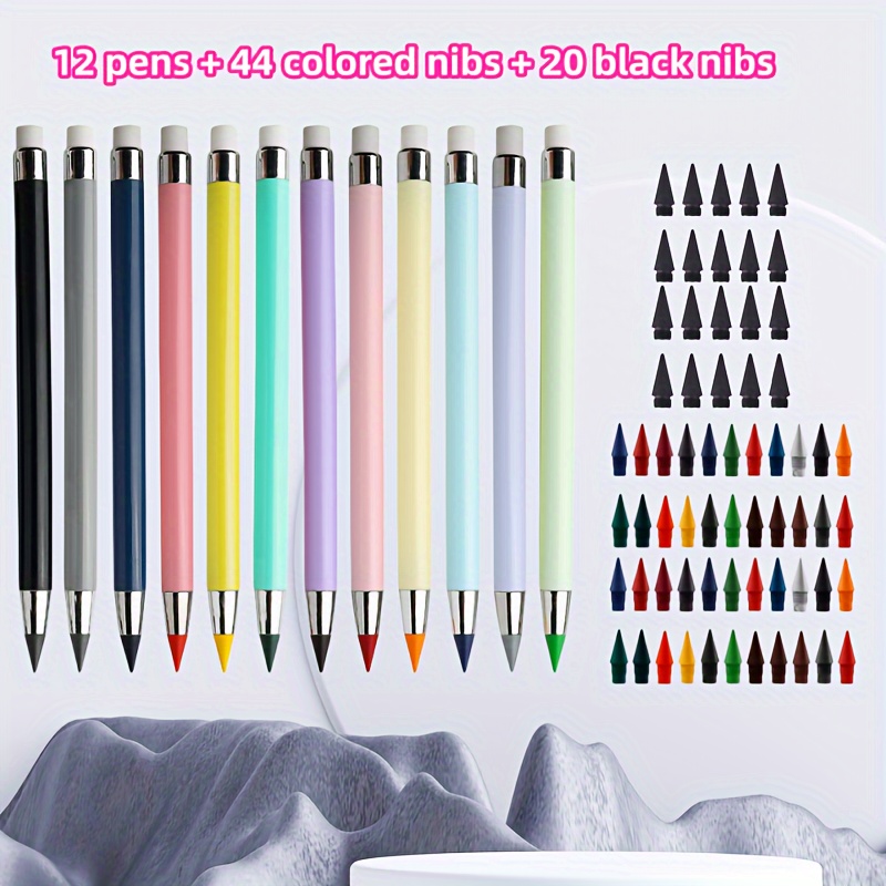 

Eternal Pencil Set, 76pcs - Macaroon Colored Plastic Pencils With 0.5mm Wire Diameter, Hb Hardness, No Sharpening Needed, Unbreakable Lead For Writing, Sketching, Drawing, Suitable For Ages 14+