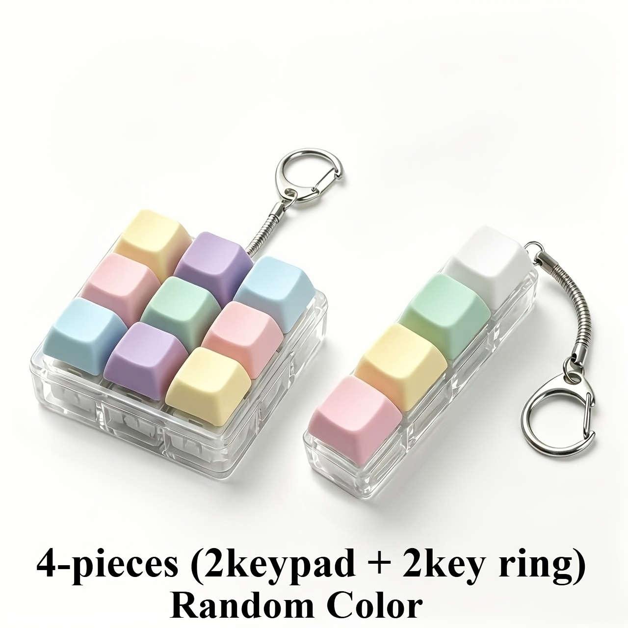 TEMU Lot de 4 porte-clés Relax Keypad - Porte-clés 4 touches + 9 touches + 2 anneaux porte-clés, porte-clés à pression par les doigts, gadget , ,