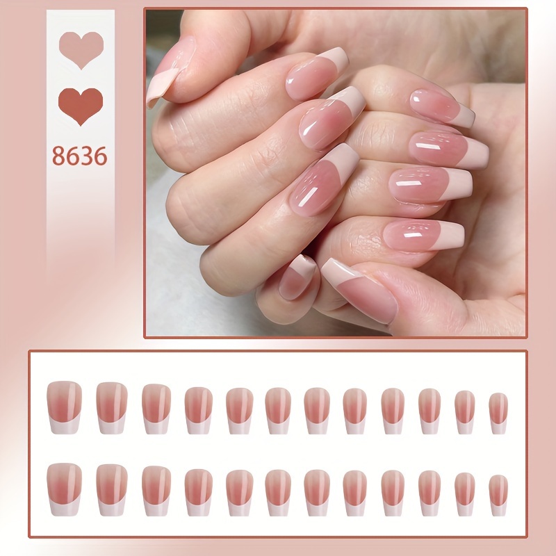 Long Ballet White French Tip Nails Glossy French Style Temu Australia