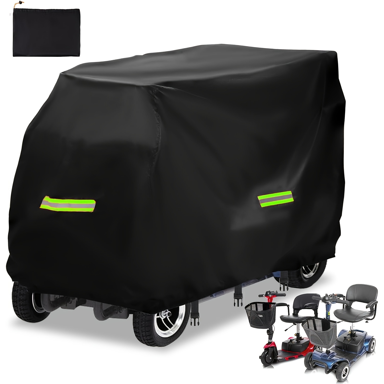 Image of The Upgraded Oxford Cloth Storage Cover For The Okeeca Mobile Scooter, Made Of Heavy-duty 420d Oxford Fabric, Is Uv-resistant, Durable, And Features Reflective Strips And 3 Buckles