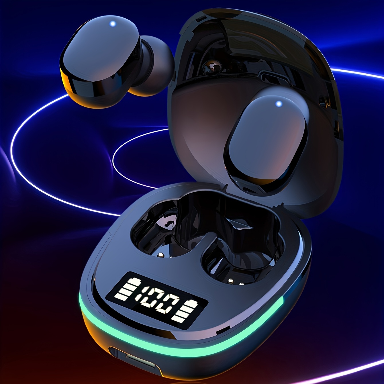2024 Auriculares Inalámbricos Avanzados con Pantalla LED, Controles Táctiles y Estéreo Verdadero Inalámbrico - Auriculares Resistentes al Sudor para Deportes y Juegos, Estuche de Carga Tipo-C, Compatibles con Dispositivos iOS y Android