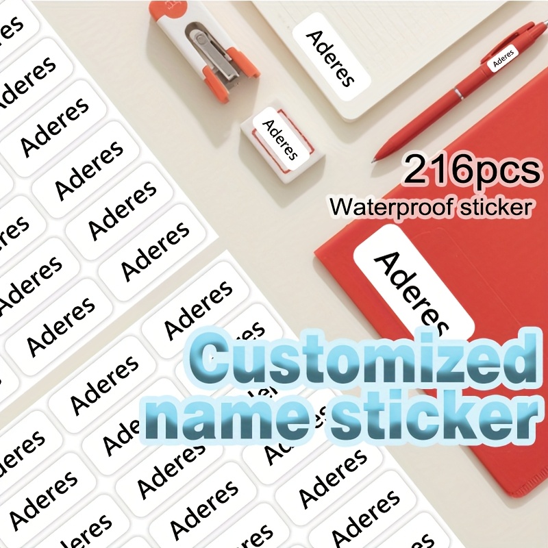 TEMU [customizable] -adhesive Name Stickers, And Tear-resistant Name Tags, School Preparation Supplies, White Solid Color Labels, Marking, For Water