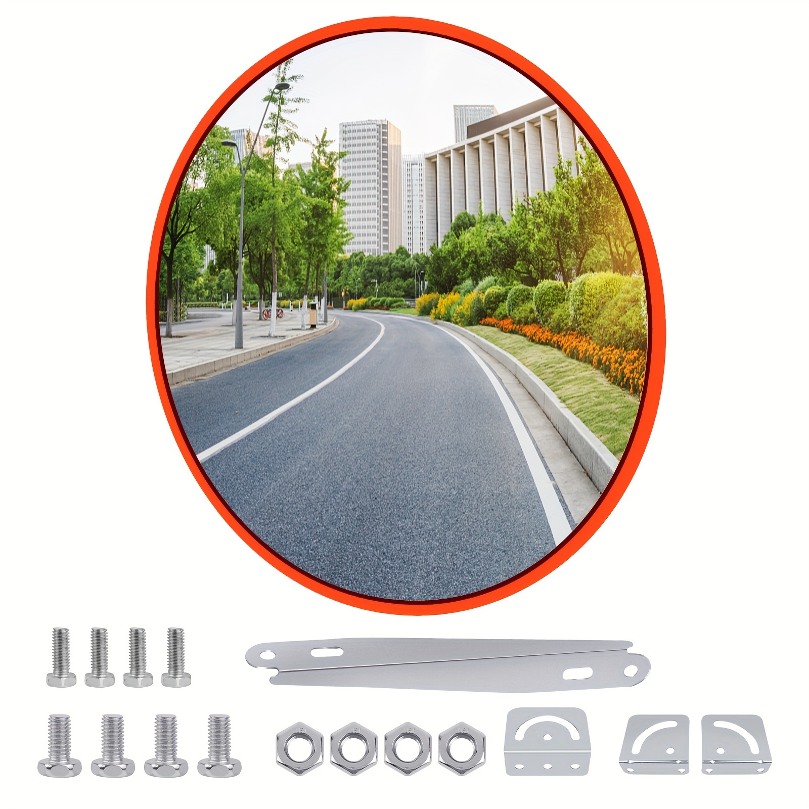 Image of 45cm Outdoor Convex Mirror With Adjustable Fixing Bracket, Round Convex Security Corner Mirror For Blind Spot, Store Safety, Warehouse Side View, Safety Mirror For Personal Or Office Use