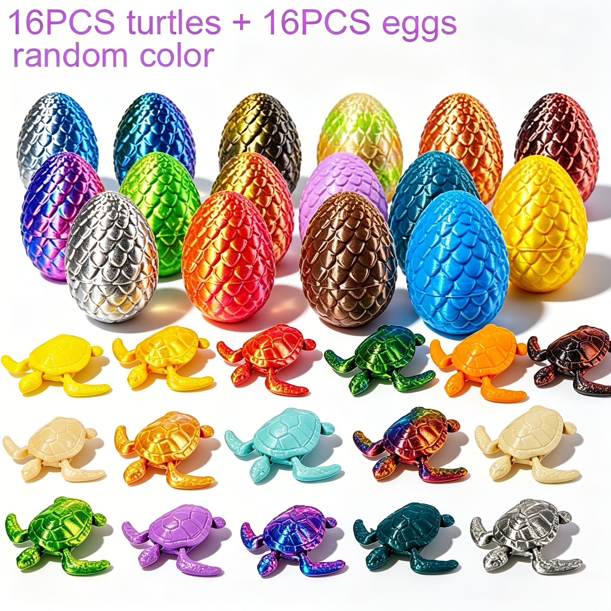 TEMU 32pcs Set -3d Printed Turtles And In Random Colors, Made Of Pla Material, Suitable For Fish Tank Courtyard Landscaping, Gift , Christmas,
