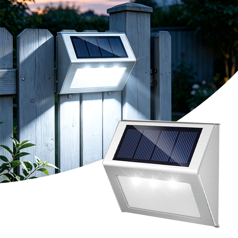 TEMU Luci solari da recinzione per esterni, Luci solari a caldo, Luci solari da parete in acciaio inossidabile, Luci LED da patio per decorare ,