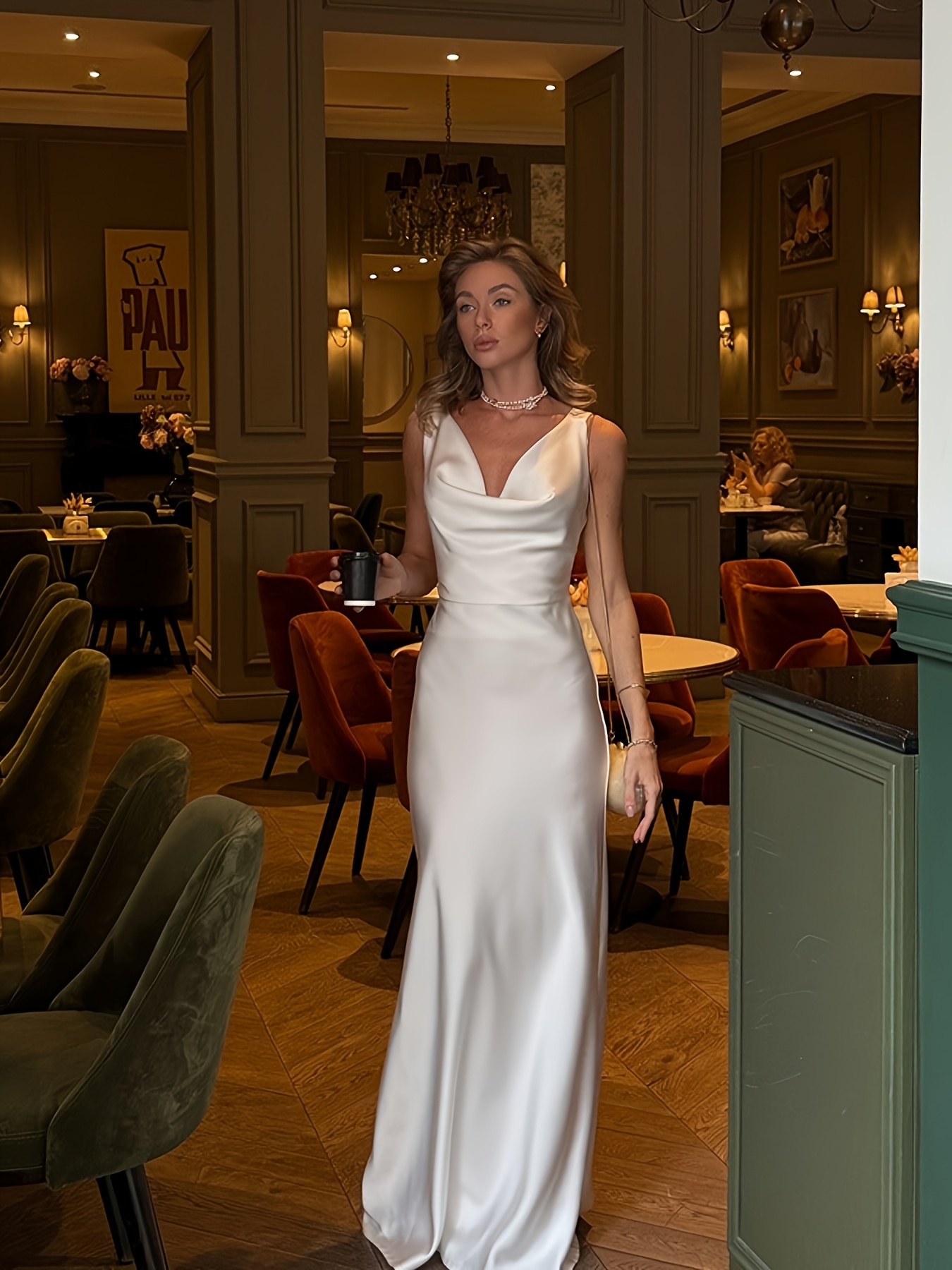 white satin dress women sold on Temu United States
