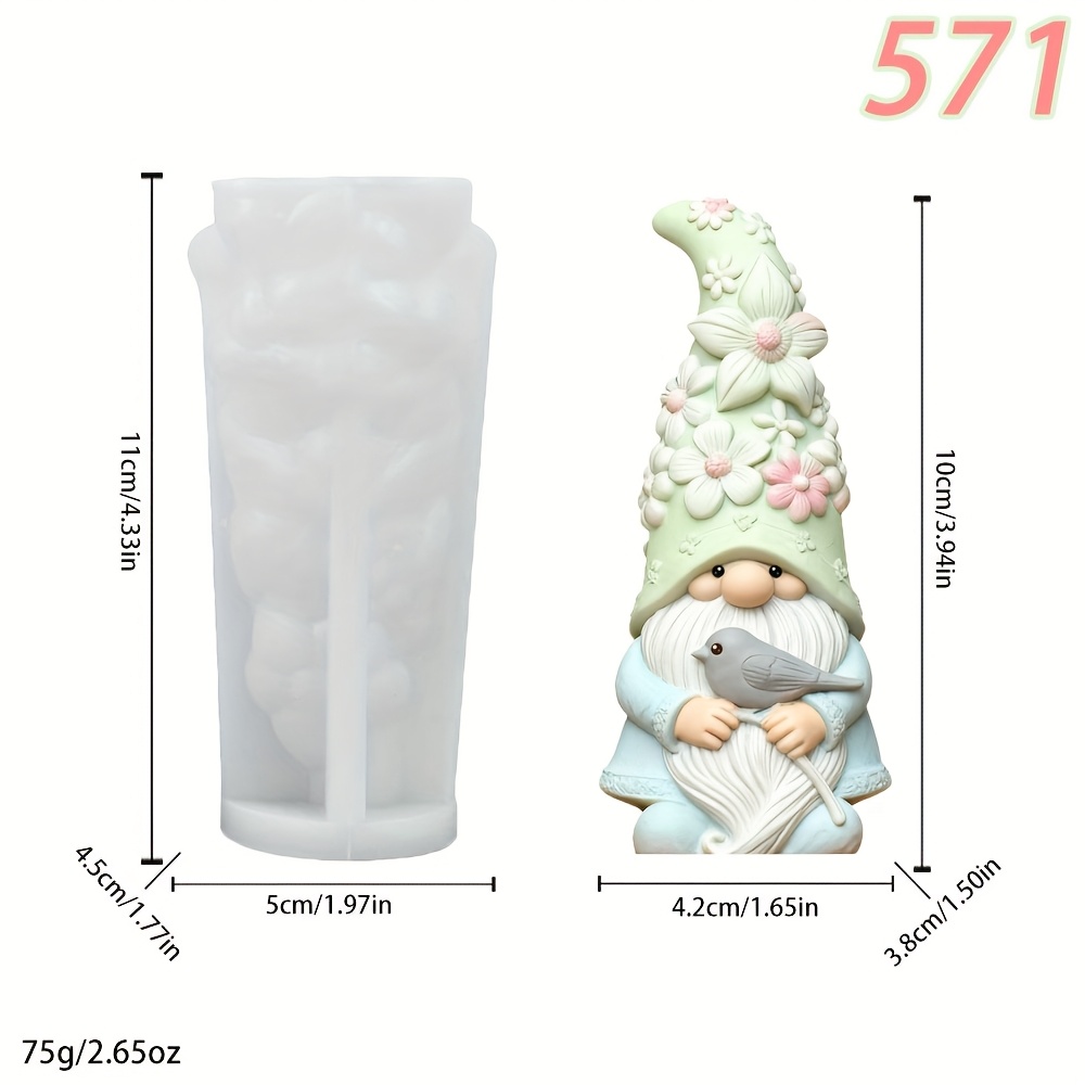 1pc Cartoon Cute Dwarf Old Man Resin Silicone Mold, Parrot Old Man Sunflower Old Man Lotus Old Silicone Mold, Resin Casting Crafts, Christmas Theme Dwarf Shaped Gypsum Handicraft Decoration