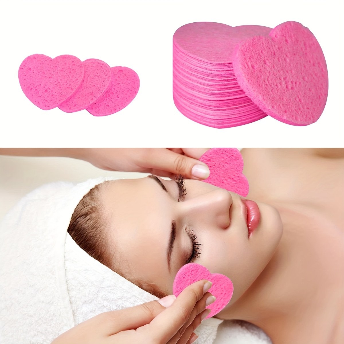 

10pcs, Heart-shaped Compressed Sponges, Travel-friendly, Absorbent Cleansing Sponge, Makeup Remover Puff, Facial Cleaning, Beauty Care Tool, Portable