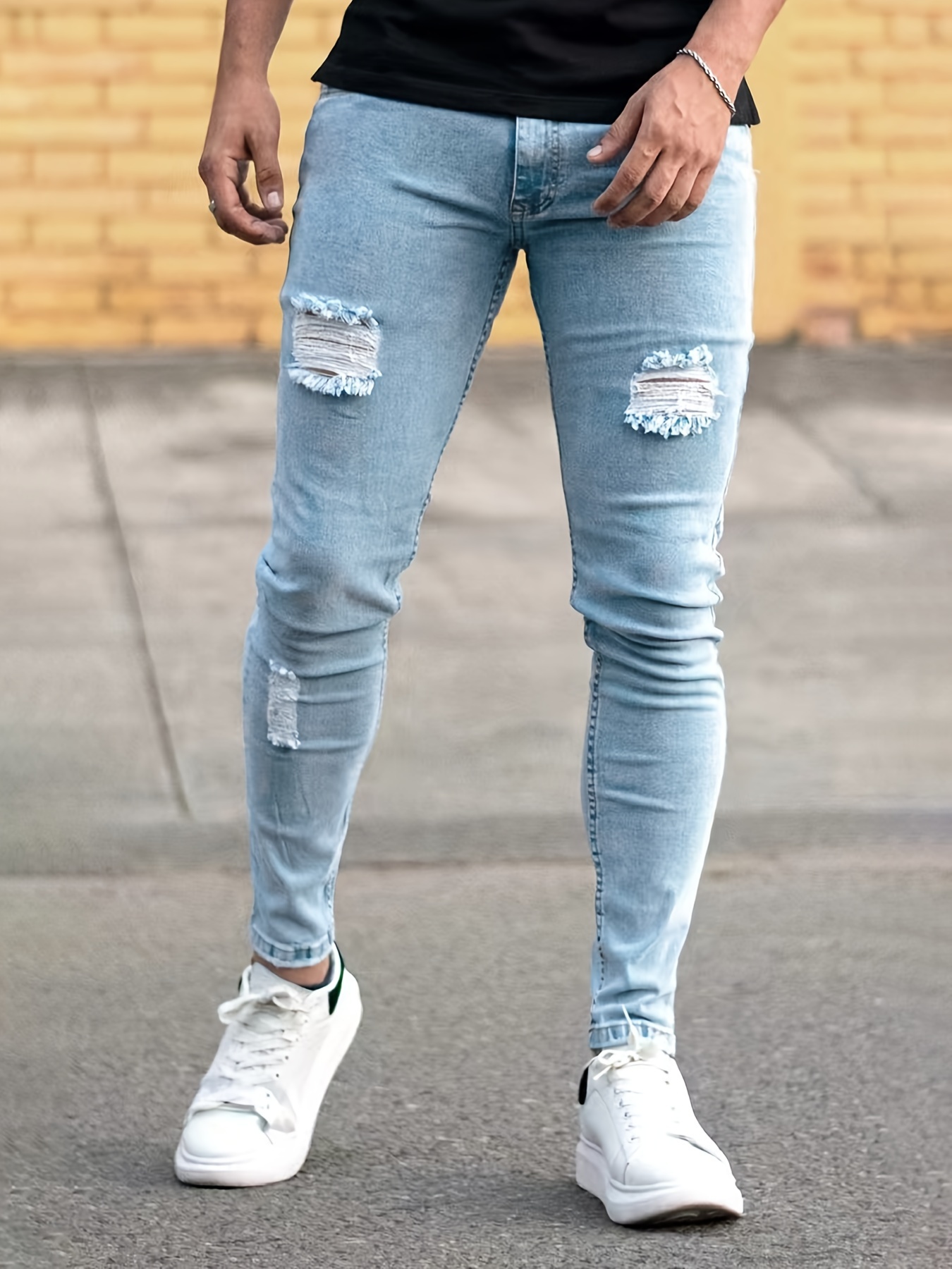 Men's Skinny Stretch Slim Fit Ripped Distressed Jeans