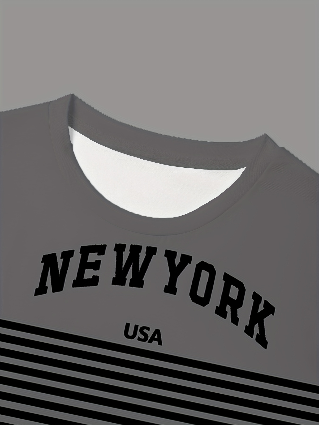 Men's New York USA 3D Print Striped T-Shirt - Casual Summer Sportswear, Oversized Red and White Short Sleeve Tee with Asymmetrical Stripes