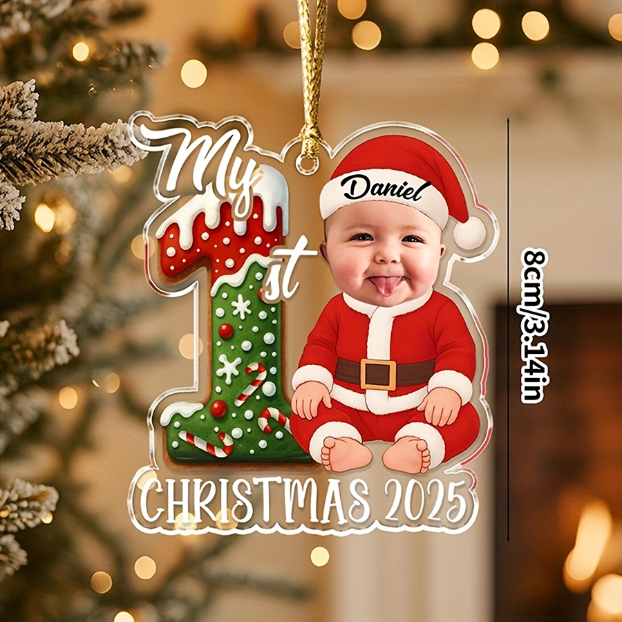 2d Flat, 2d Acrylic Christmas Decoration Hanging Ornament, Customized , Christmas 1 Year Old Decoration Hanging Ornament, Christmas Gifts , 2d Flat
