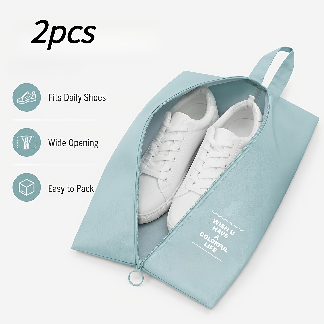 TEMU 2pcs Sac de Rangement de Chaussures de Voyage Couleur Bleue, Sac de Rangement de Chaussures Portable avec Poignée, Adapté pour de Sport, les
