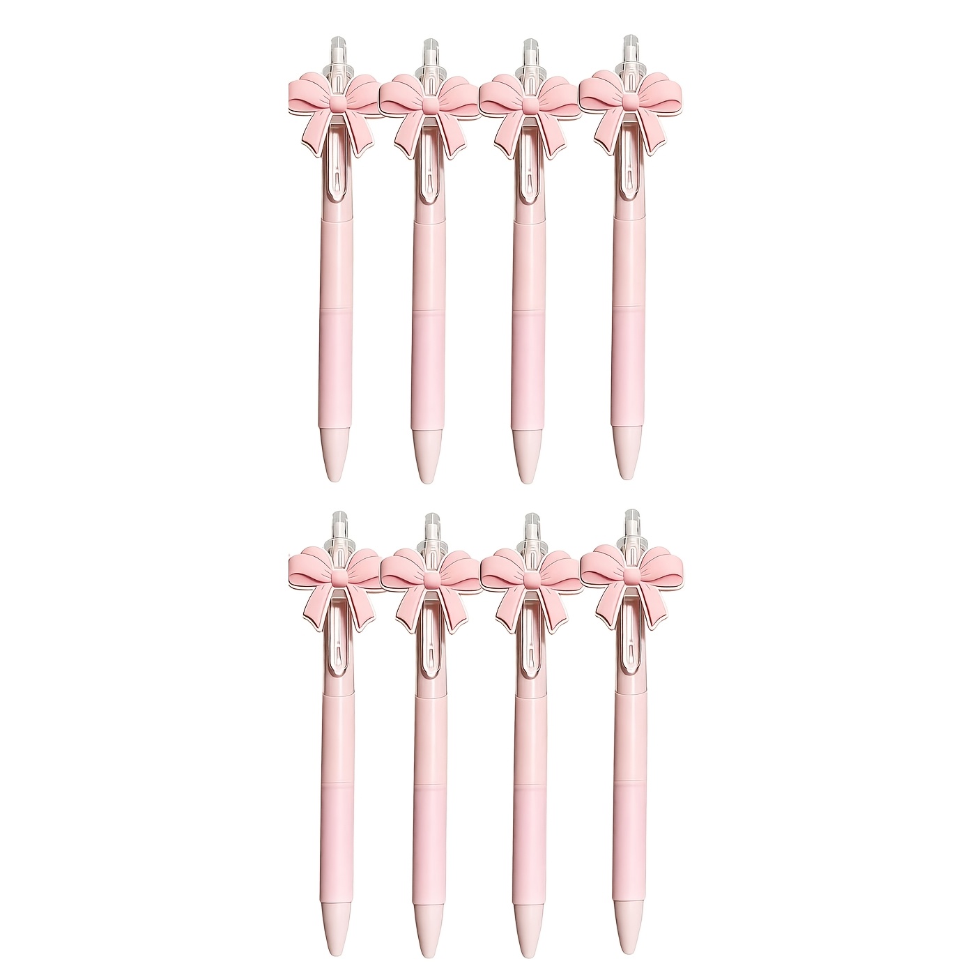 8/15pcs Pink Bow Click Ballpoint Pen Set, Stylish Student Gift Pen With Upgraded St Nib, Clear, And Smudge-free Writing | Long- Use | Back-to- | Office And School