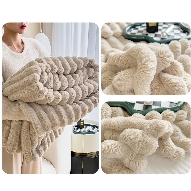 a luxurious   rabbit fur double sided shawl blanket warm soft comfortable suitable for nap office outdoor camping and sofa use machine washable gift details 4