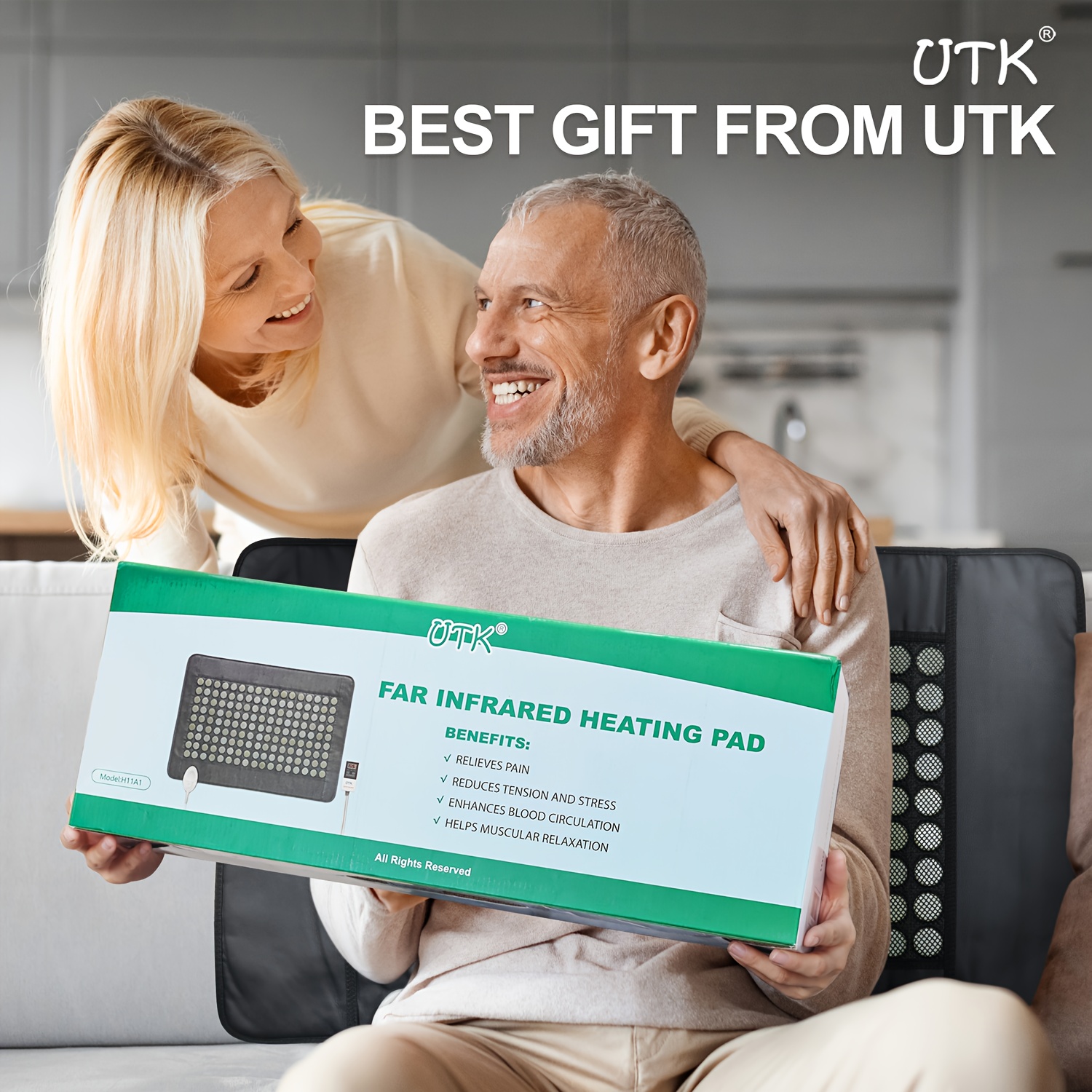 utk heating pad for back with auto shut-off & memory function, 23.5 x16 large heating pad with adjustable temperature (104°f-140°f),   protection & portable travel bag - pu heating pad for lower back, neck, shoulders - ideal gift for  , 110v-130v us plug (battery-powered design not included), heating pad for back electric, back heating pad, heating pad for back   women, heat pad for back, handheld electric heater, heating pad for body relaxation, continuous Product details 6