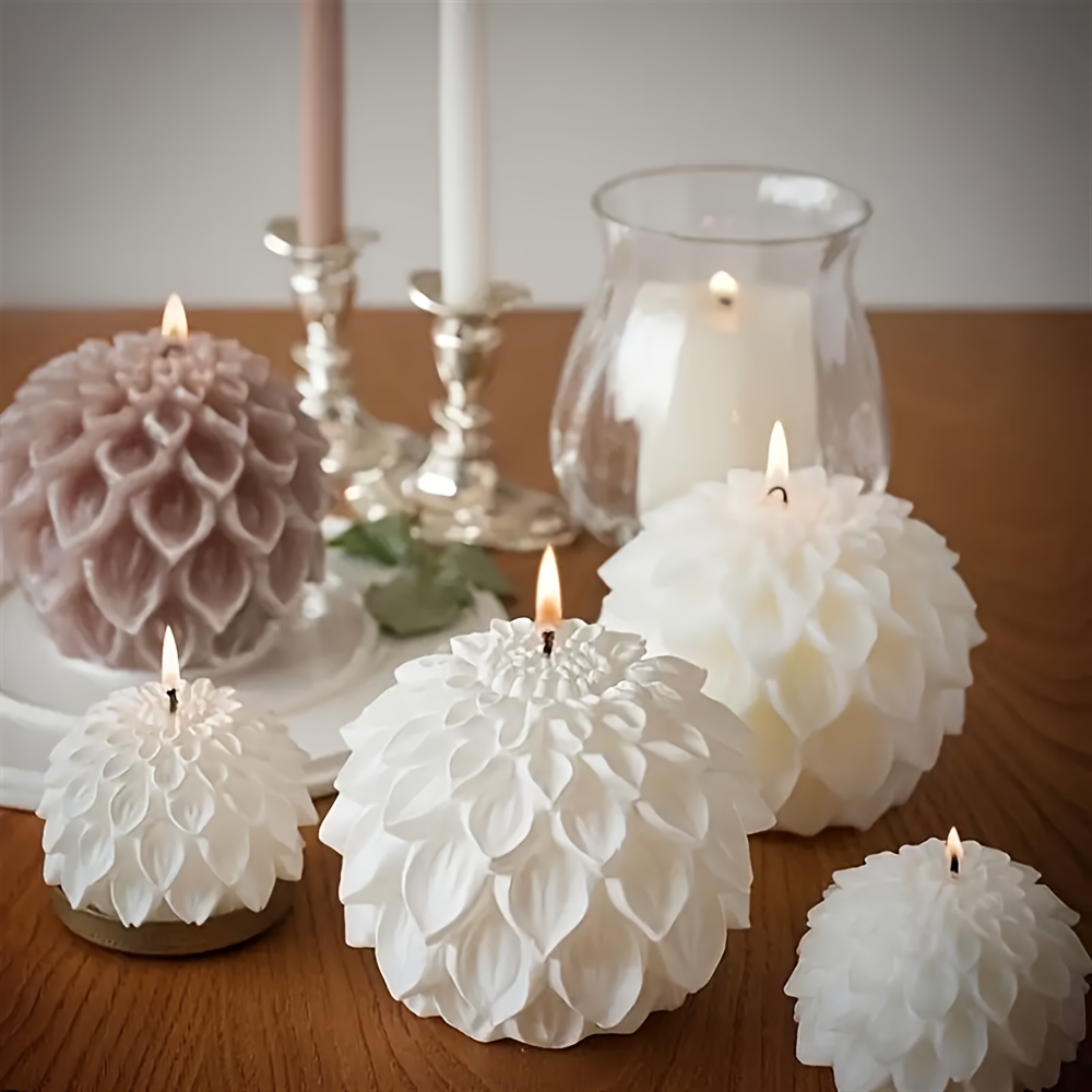 

1pc Flower Ball Candle Silicone Mold, Diy Lotus Petals Flowers Candle Making Tool Soap Resin Mold, Valentine's Gifts Craft Home Decor