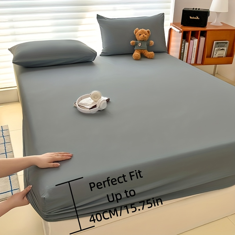 15.75inch Deep Fitted Sheets For Double, Breathable Washable Bedding For Bedroom, , School Use, , , Modern Bedding, Durable, , Clean Aesthetic Bedsheets, Smooth Texture Bed Sheets