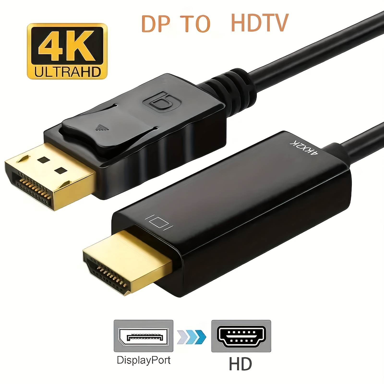 

Displayport To Hdtv, Benfei Golden-plated Dp Display Port To Hdtv Adapter4k (male To Male) 1.8m/5.9ft
