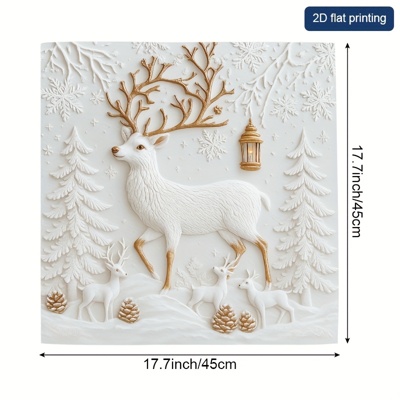 TEMU 4pcs, 17.7 X 16 pouces Serviettes en Tissu Carrées Cornes Dorées Noël, pour , Fêtes d'Année, Anniversaires, Thé et Décoration Intérieure,