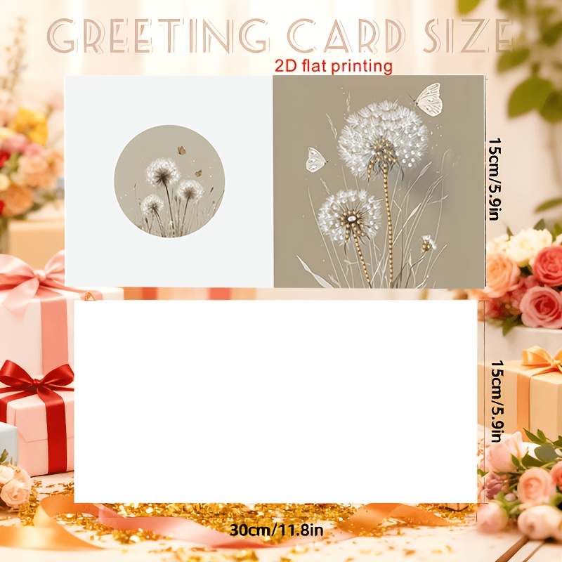 TEMU Originele Hoogwaardige 6-delige Set, 2D Platte Nieuwe Vier Seizoenen Stijl Onregelmatig Gevormde Painting Kit, DIY Paardenbloem Art Wenskaart -
