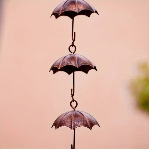 1pc new style umbrella rain chain chinese courtyard ancient building metal rain chain new drainage chain umbrella chain functional and decorative rain chain hanging outdoor garden decoration metal drainage chain for park cool s