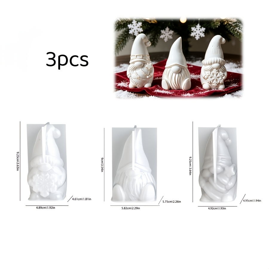 TEMU Set de moldes de arcilla de 3 piezas, Set de moldes de silicona para ancianos de Navidad de tres tipos, Silicona de resina , Decoración del