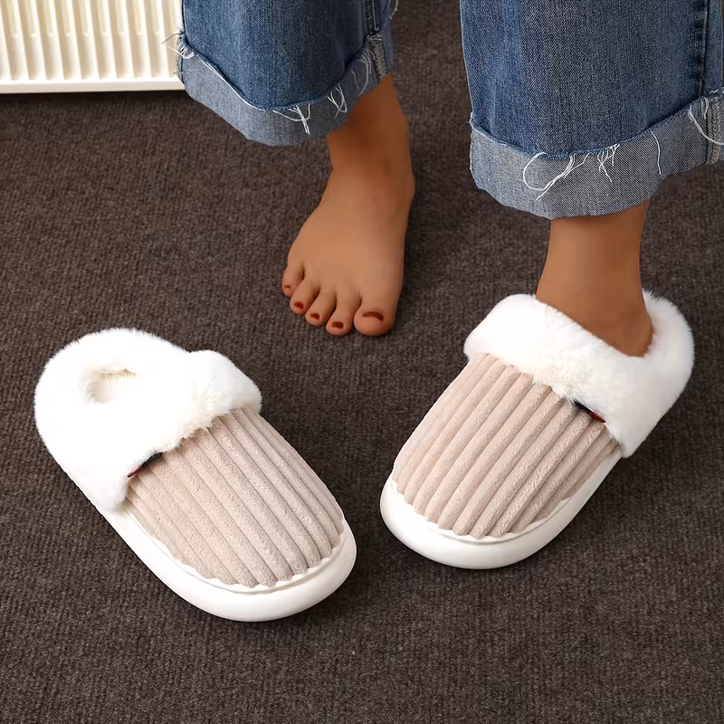 womens plush fleece lined winter slippers thick warm indoor house shoes with plush lining arch support soft fabric upper arch cushioning slip for cold floors indoor slippers indoor footwear plush lined interior Product details 10