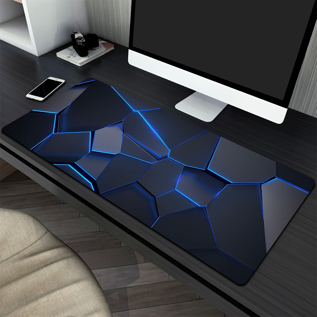 TEMU 1 tapis de souris ultra- pour , tapis de , design géométrique tendance - Dos antidérapant, lavable - Tapis de bureau pour PC, tapis de 'étude -