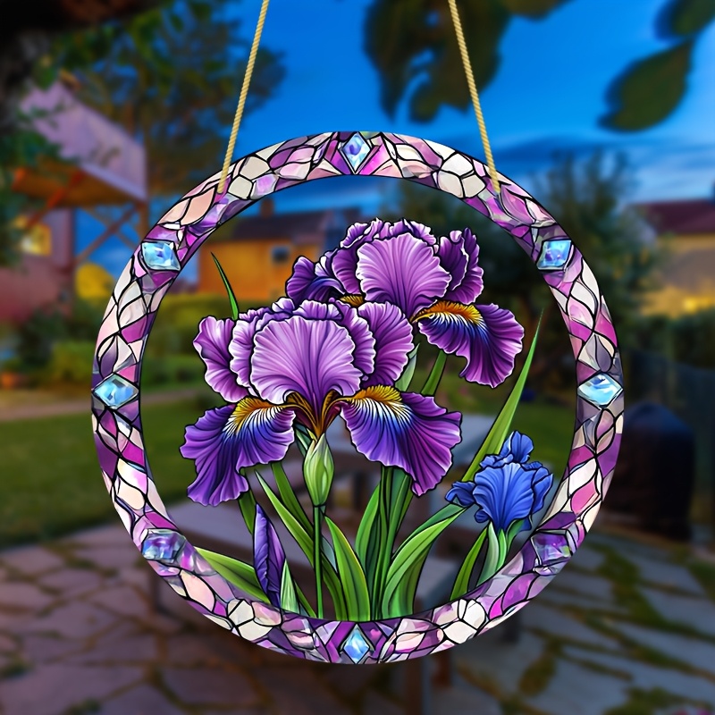 

Sun -8 "x8" Acrylic Window Pendant, Perfect Gift For Garden And Flower Enthusiasts, Ideal For , Balcony Or Backyard Decoration