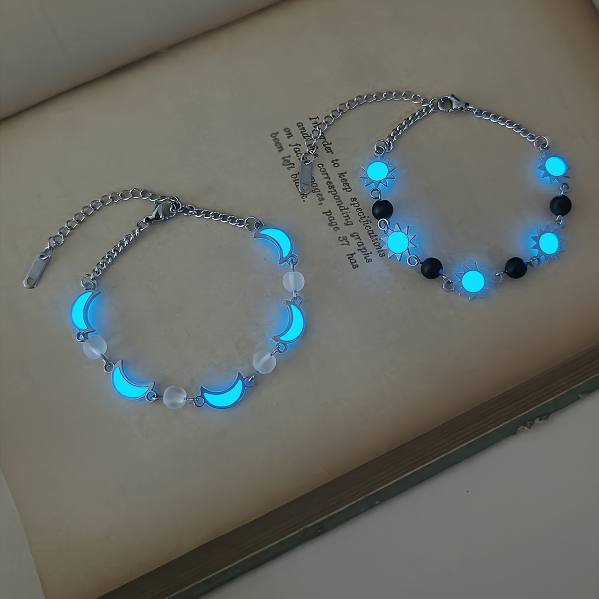 TEMU 2pcs/set Women's Luminous Bracelet With Color-changing Beads - Solar System Jewelry Gift Suitable For Daily Wear, Valentine's Day Gift,