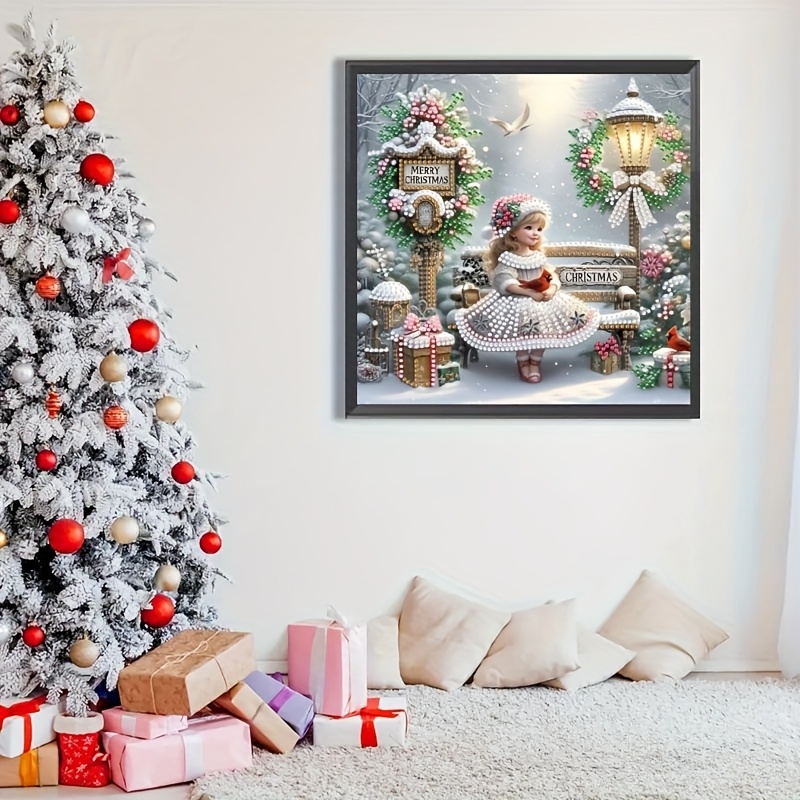 Image of A 5d Christmas Diy Diamond Painting Kit With Shaped Crystal Rhinestones, For Adults And Kids Beginners, Partial Diamond Canvas, Creative Handmade Mosaic Decoration, Frameless Wall Art Home Decor