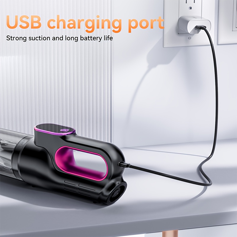 Wireless handheld vacuum cleaner for cars and homes, car-mounted 2-in-1 blower and suction cleaner, handheld type, high power, super strong suction, small and mini handheld car interior cleaner, wet and dry dual-purpose car vacuum cleaner,