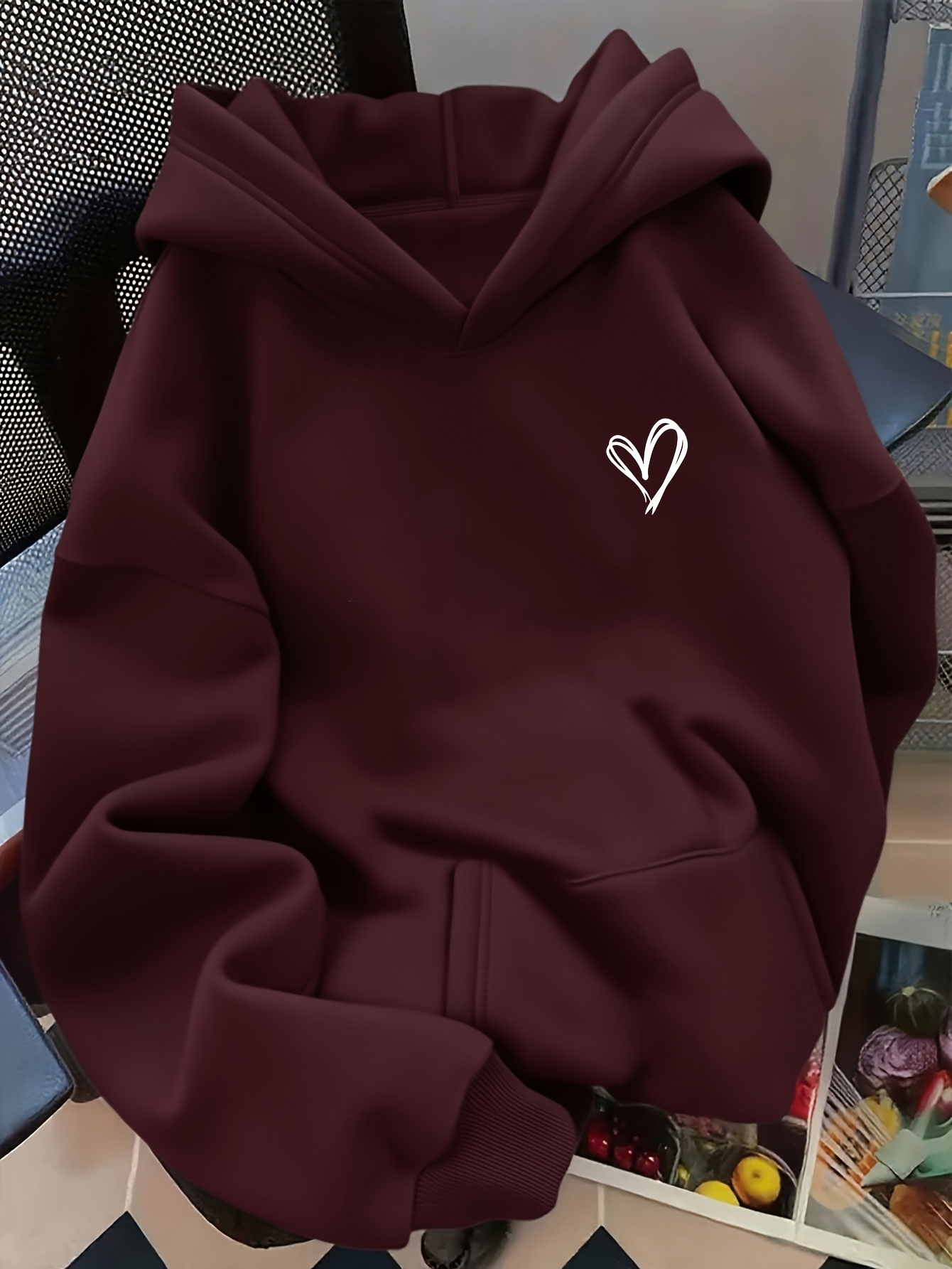 d92   loose hooded sweatshirt valentines day fashion casual sweatshirt outfit trendy   pattern print spring and autumn womens l16325