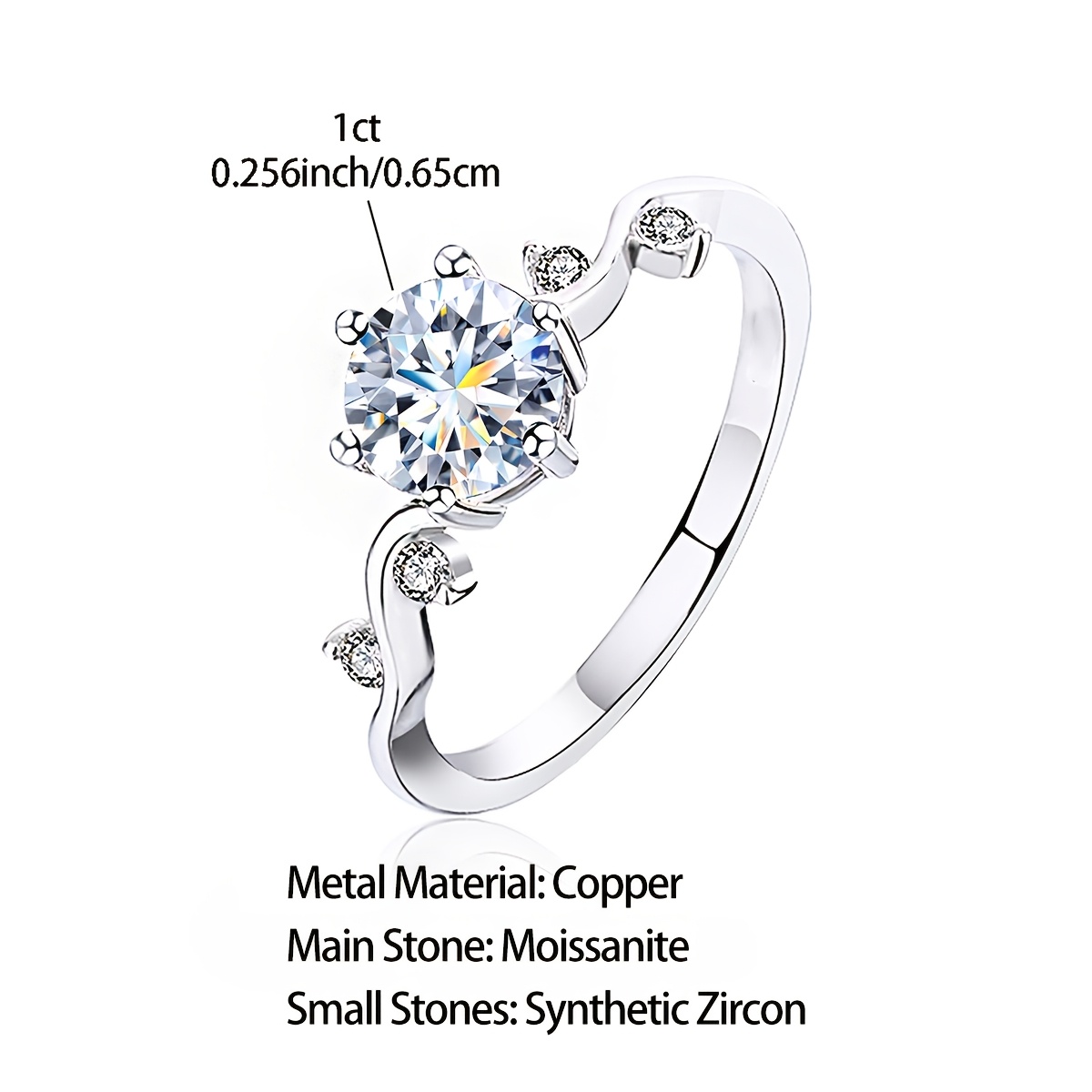Women's 1ct Moissanite Luxury Promise Wedding Engagement Ring