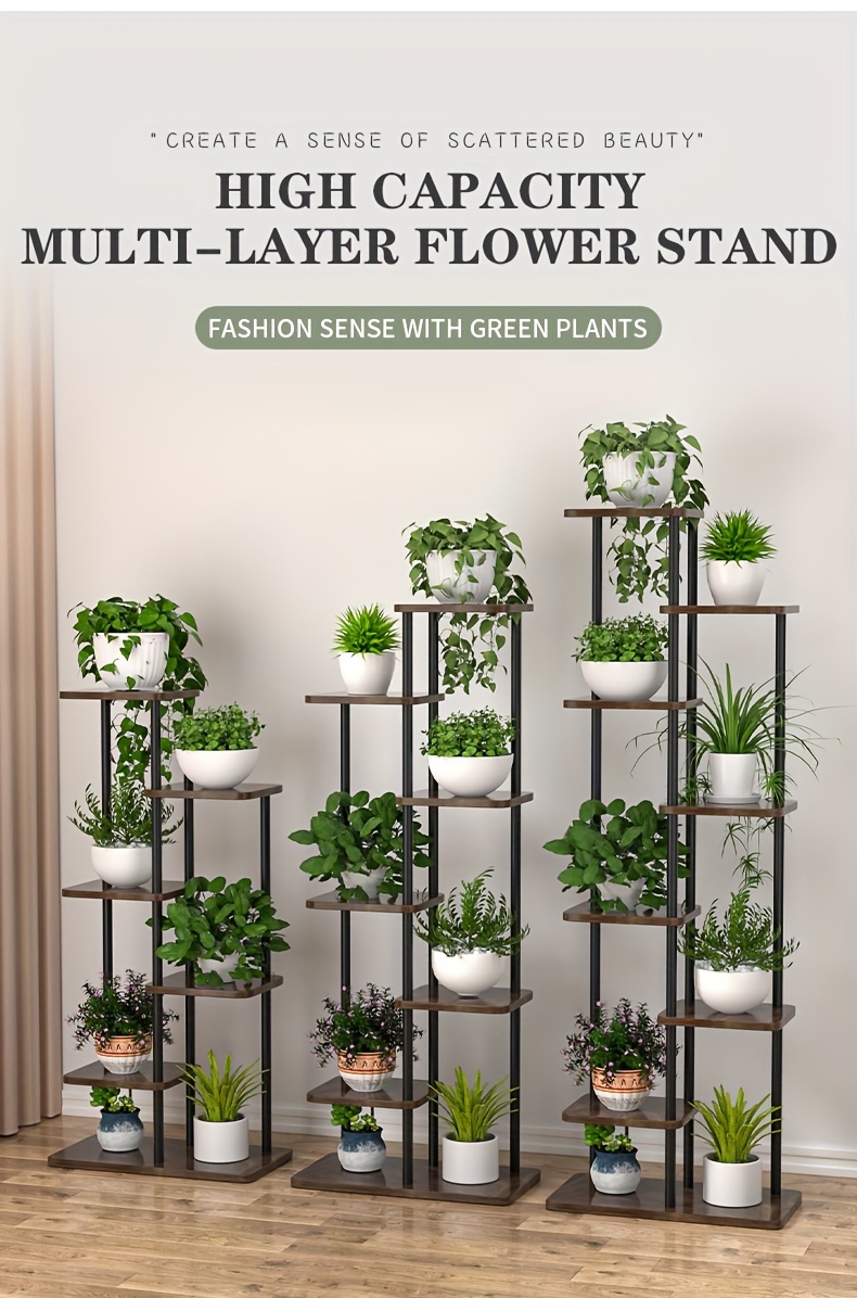 Scaffale Per Piante A Mezza Luna Con Luci Di Coltivazione A LED - 7 Ripiani Alti 165 Cm - Supporto In Ferro Con Mensole In Legno - 2