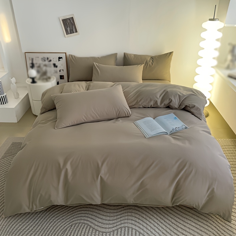 3pcs Minimalist Solid Color Double-tone Duvet Cover Set, Including 1pc Duvet Cover And 2pcs Pillowcases