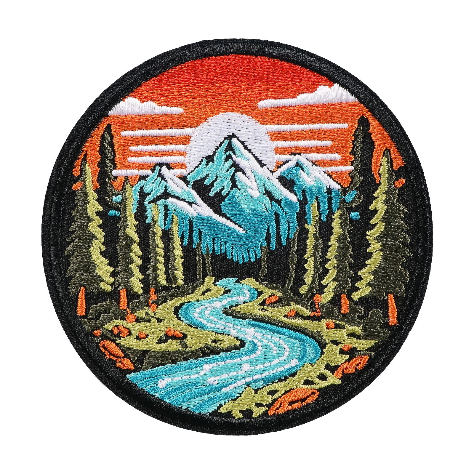 TEMU 1pc Mountain And River Exploration Embroidery Patch, Outdoor Nature Hiking Travel Badge, Explorer , Hiker Camping Backpack Patch