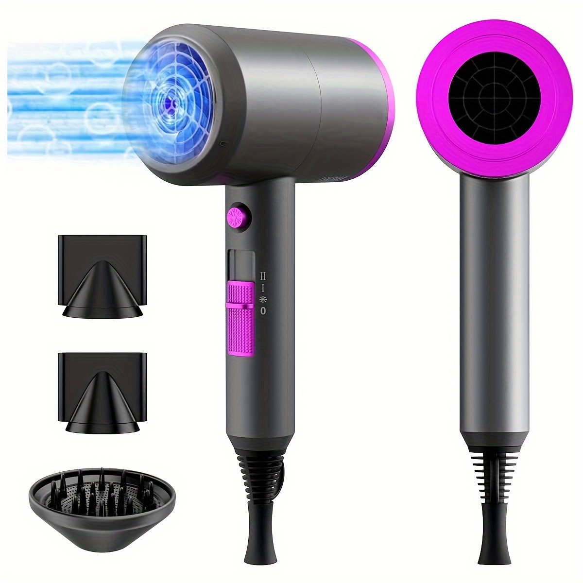

Powerful 1800w Fast Drying Ionic Hair Dryer With Diffuser And Nozzle- Constant Temperature Protection For Damage-free Hair - Gifts For Men Women Home Travel