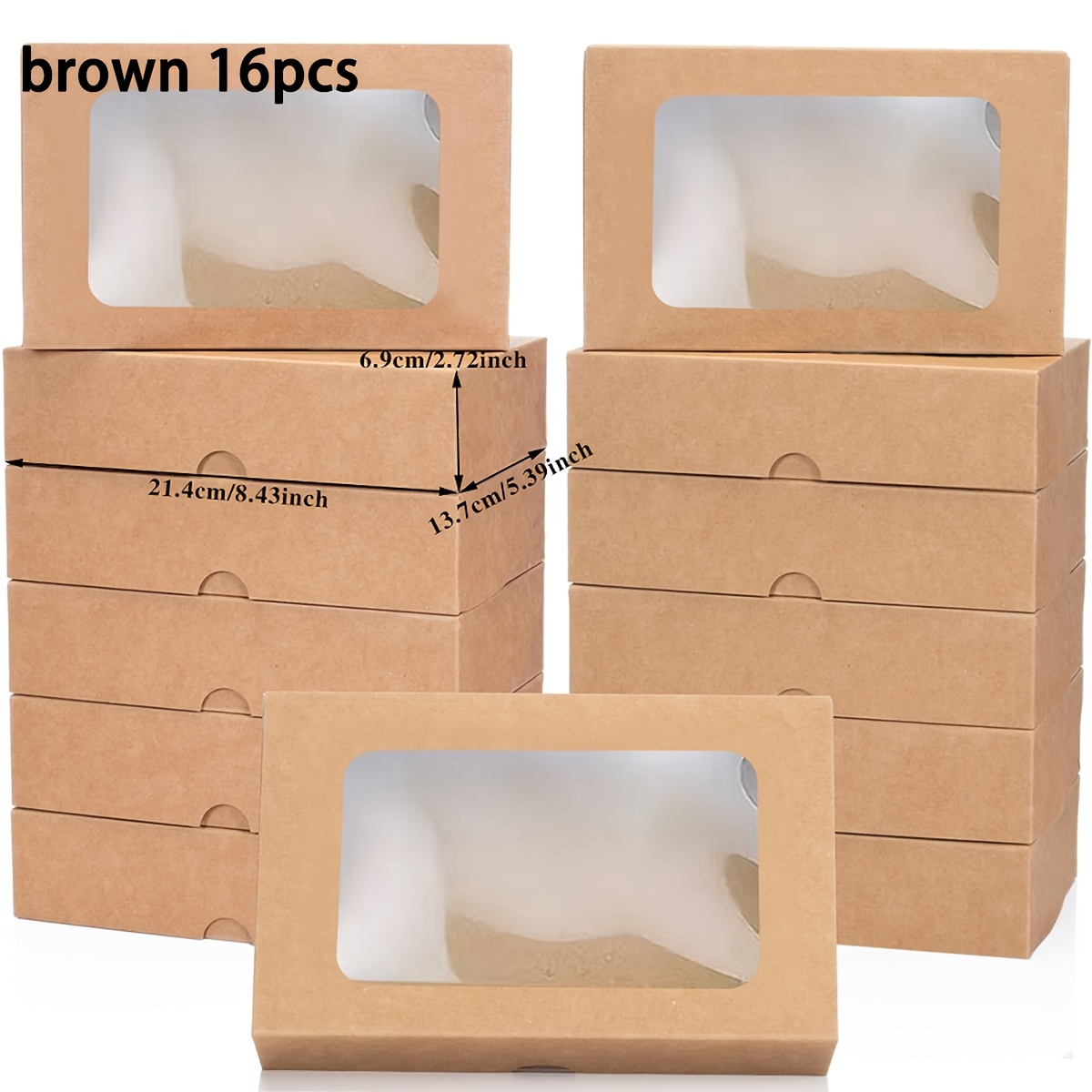 TEMU Gift For Her/him 8/16/24-piece Genuine Leather Rectangular Party Gift Boxes With Window, 21.4×13.7×6.9cm, Disposable And Reusable Paper Gift