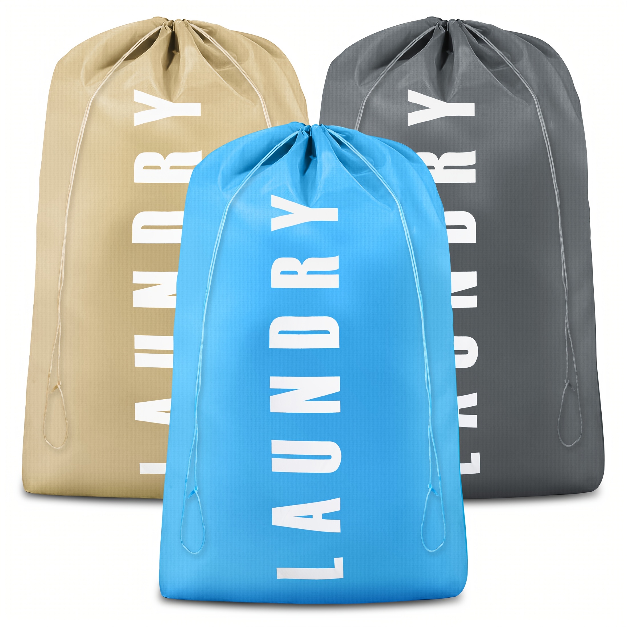 TEMU Set Of 3 Spacious Laundry Bags With Drawstrings, Washable Storage Solution Featuring A Portable Design, Versatile Foldable Organizer For Soiled