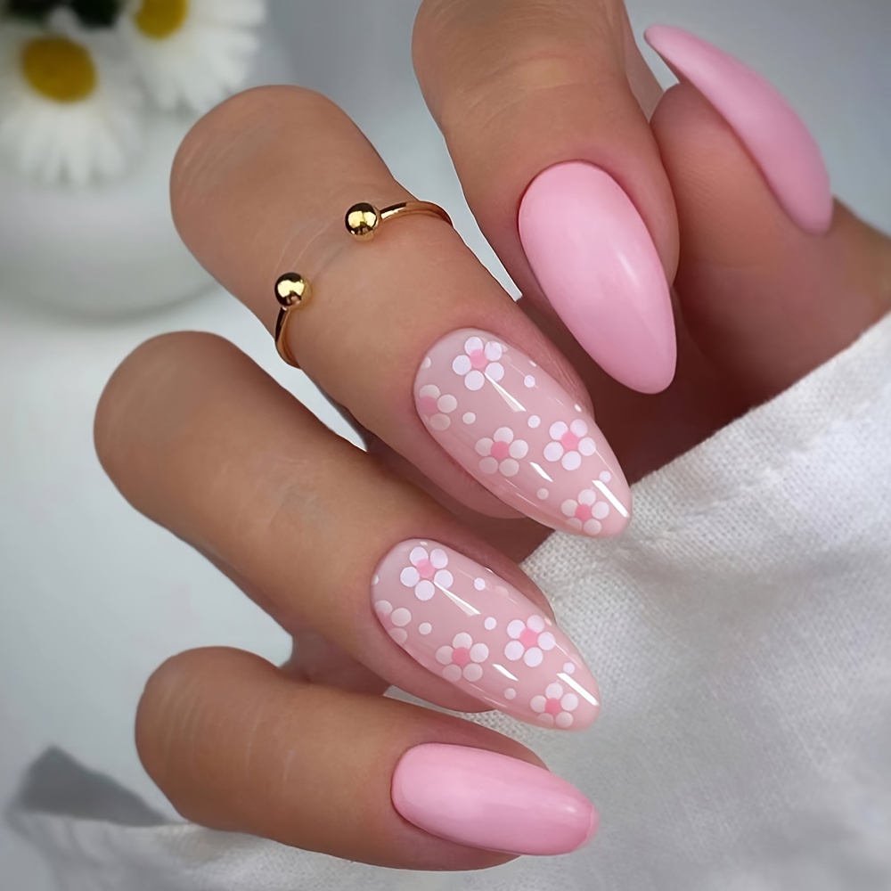 

24pcs Short Press-on Nails, Pink , Reusable Acrylic Nail Tips With Jelly Glue, Nail File & Wooden Stick For Women, Removable,