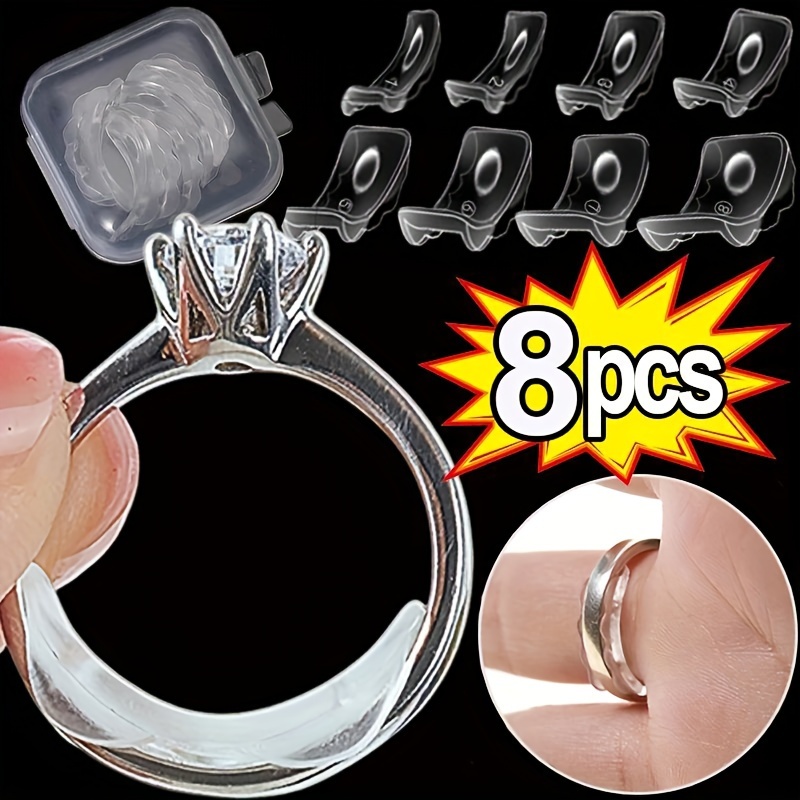 Ajustador de tamaño de anillo, protectores de anillos, tensor, ajustador de  tamaño de anillo transparente, resistente, anillos sueltos, espirales  reductores, espaciadores de joyería de 4 tamaños - AliExpress